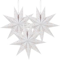 Lurrose Papír Csillag Lámpás 35cm - 3db Fehér Függeszthető Karácsonyi Dekoráció, 9 Ágú Összecsukható Lampion Esküvőre, Születésnapra 1