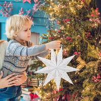 Lurrose Papír Csillag Lámpás 35cm - 3db Fehér Függeszthető Karácsonyi Dekoráció, 9 Ágú Összecsukható Lampion Esküvőre, Születésnapra 8