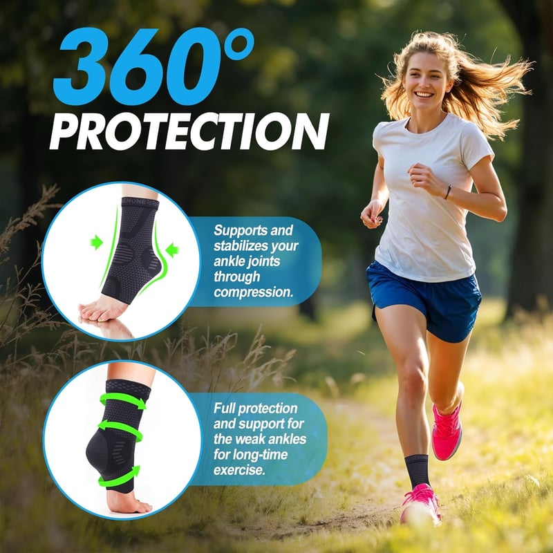 Lusenone 2 db Bokaszalag Kompressziós Bokaortézis Plantar Fasciitis Achilles Ín Fekete S