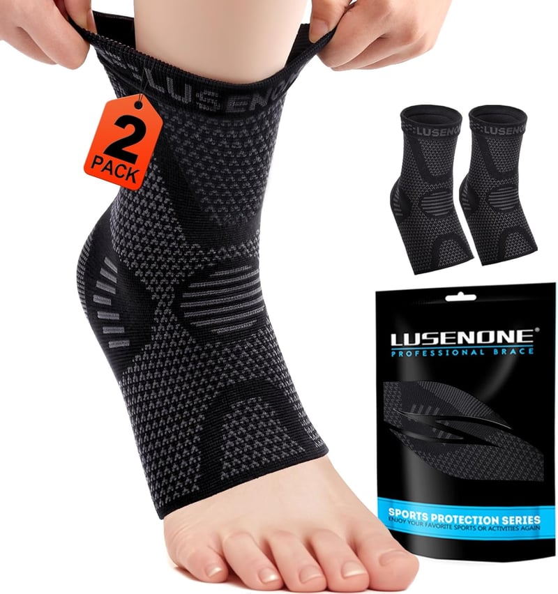 Lusenone 2 db Bokaszalag Kompressziós Bokaortézis Plantar Fasciitis Achilles Ín Fekete S