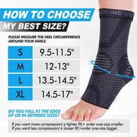 Lusenone 2 db Bokaszalag Kompressziós Bokaortézis Plantar Fasciitis Achilles Ín Fekete S 4
