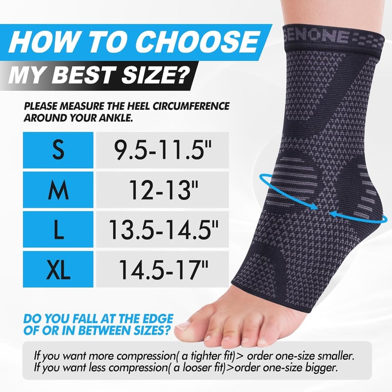 Lusenone 2 db Bokaszalag Kompressziós Bokaortézis Plantar Fasciitis Achilles Ín Fekete S