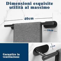 Lushlattice Fürdőszobai Törölközőtartó Fali 40cm Fekete Öntapadós Fúrás Nélkül 2