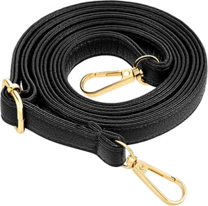 Curea de geantă reglabilă din piele Lusofie - negru - 75-135 cm