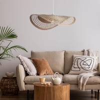 Lussiol Ondine bohémsky luster, závesné svietidlo z prírodného ratanu – stropné svietidlo s objímkou E27, biely kábel, kompatibilné s LED, 60 W, Ø 60 cm 5