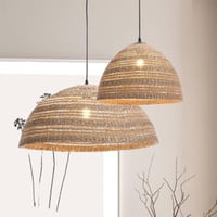 Lussiol Paula boemski luster od prirodnog ratana, s E27 grlom, crnim kabelom, promjer 58 cm x visina 25 cm, maks. 60 W, kompatibilan s LED žaruljama 5