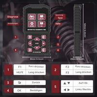 Diagnostické zariadenie na motocykle LUTIFIX M3-A, čítačka chybových kódov OBD2, kompatibilná s Honda, Yamaha, Kawasaki, s voltmetrom 9