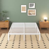 Kovový rám postele Lutown-Teen 140x190 cm, biely, s lamelovým roštom, výška 30,5 cm — veľký škrabanec, bez návodu (stav: pozri 2. obrázok) 1