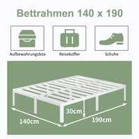 Kovový rám postele Lutown-Teen 140x190 cm, biely, s lamelovým roštom, výška 30,5 cm — veľký škrabanec, bez návodu (stav: pozri 2. obrázok) 10
