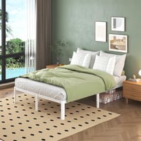 Kovový rám postele Lutown-Teen 140x190 cm, biely, s lamelovým roštom, výška 30,5 cm — veľký škrabanec, bez návodu (stav: pozri 2. obrázok) 11