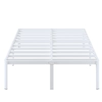 Lutown-Teen Metalni bračni krevet 160x200 cm s okruglim kutnim nogama, visina 46 cm, bijeli, s podnicom, prostorom za odlaganje, bešuman, jednostavna montaža 9