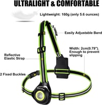 LuTuo Futólámpa 500 Lumen - USB Tölthető Mellkaslámpa 90° Állítható Fejjel, Vízálló LED Sportlámpa 360° Fényvisszaverővel Futáshoz, Horgásza 4