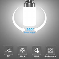 LUTW E14 LED Hűtőszekrény Izzó 6000K Hideg Fehér 3W 2db Csomag 3