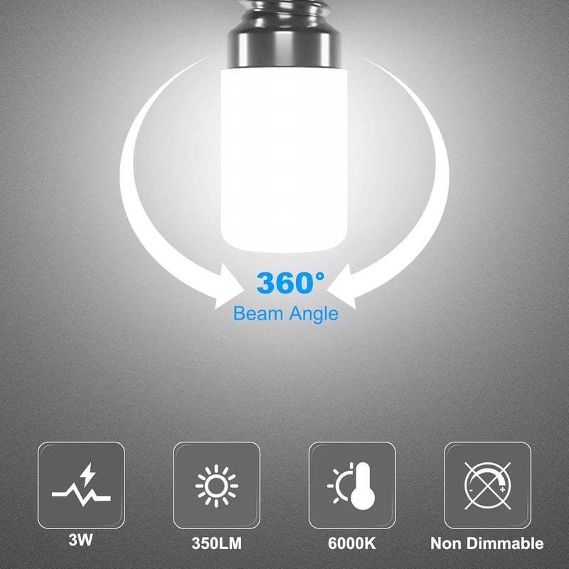 LUTW E14 LED Hűtőszekrény Izzó 6000K Hideg Fehér 3W 2db Csomag
