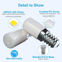 LUTW E14 LED Hűtőszekrény Izzó 6000K Hideg Fehér 3W 2db Csomag 5