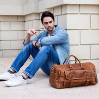 LUUFAN férfi bőr utazótáska 58cm vintage marhabőr nagy kapacitás 4