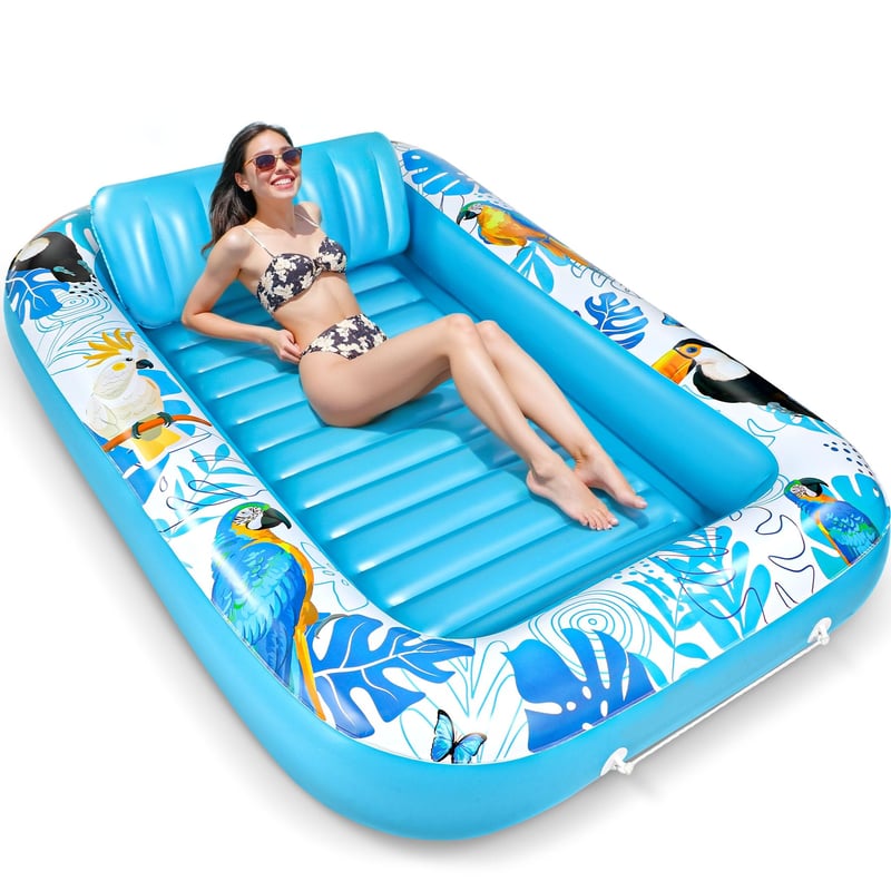 Saltea gonflabilă de apă LUVTOY pentru piscină 180x120 cm - Saltea plutitoare albastră pentru copii și adulți - Jucărie mare pentru piscină, saltea de relaxare pentru vară