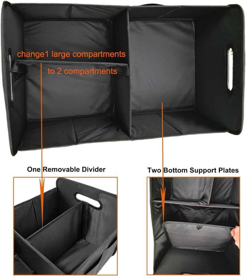 luwiscook Összecsukható Autó Csomagtartó Szervező 68L Fekete