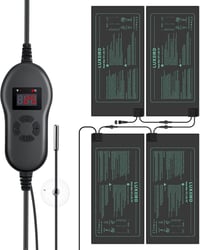 Luxbird Növényi Fűtőszőnyeg Szett - 4 db Vízálló IP67 Hőszőnyeg Időzítővel, 30W, Csíráztató Melegítő Párásító Üvegházakhoz, 52,7x25,4 cm 1