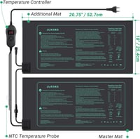 Luxbird Növényi Fűtőszőnyeg Szett - 4 db Vízálló IP67 Hőszőnyeg Időzítővel, 30W, Csíráztató Melegítő Párásító Üvegházakhoz, 52,7x25,4 cm 8