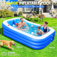 LuxBlue Nafukovací rodinný záhradný bazén XXL 250x160x63 cm, zosilnený 0,5 mm, obdĺžnikový, s vankúšom na sedenie a operadlom, modrý 4
