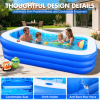 LuxBlue Nafukovací rodinný záhradný bazén XXL 250x160x63 cm, zosilnený 0,5 mm, obdĺžnikový, s vankúšom na sedenie a operadlom, modrý 6