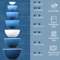 Sada misiek na miešanie Luxear s viečkami, 15-dielna, 0,2-6,5 l, súprava šalátových mís 2