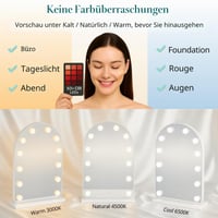 LUXFURNI Hollywood Ívelt LED Tükör Sminkasztalhoz, 52 cm, Világítós Öltözőtükör 3
