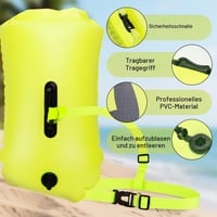 Geamandură de înot LUXHEIM 28L cu sac uscat, dublă cameră de aer gonflabilă, pentru înot în ape deschise, triatlon, geamandură de tractare impermeabilă din PVC 6
