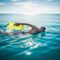 Geamandură de înot LUXHEIM 28L cu sac uscat, dublă cameră de aer gonflabilă, pentru înot în ape deschise, triatlon, geamandură de tractare impermeabilă din PVC 8