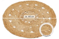Covor rotund din iută LUXOR living Balo – Covor Boho țesut manual din iută și bumbac, reversibil – Pentru living, hol și dormitor – Natur, Ø 60 cm 2