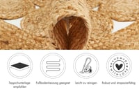 Covor rotund din iută LUXOR living Balo – Covor Boho țesut manual din iută și bumbac, reversibil – Pentru living, hol și dormitor – Natur, Ø 60 cm 3