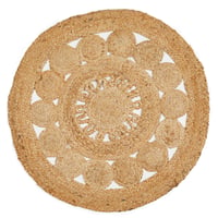Covor rotund din iută LUXOR living Balo – Covor Boho țesut manual din iută și bumbac, reversibil – Pentru living, hol și dormitor – Natur, Ø 60 cm 7