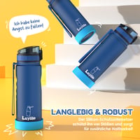 Luyiilo Sticlă pentru copii 500 ml, anti-scurgere, fără BPA, cu infuzor pentru fructe, pentru școală, drumeții și băuturi carbogazoase, Albastru 5