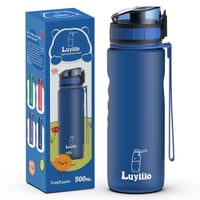 Luyiilo Sticlă pentru copii 500 ml, anti-scurgere, fără BPA, cu infuzor pentru fructe, pentru școală, drumeții și băuturi carbogazoase, Albastru 1