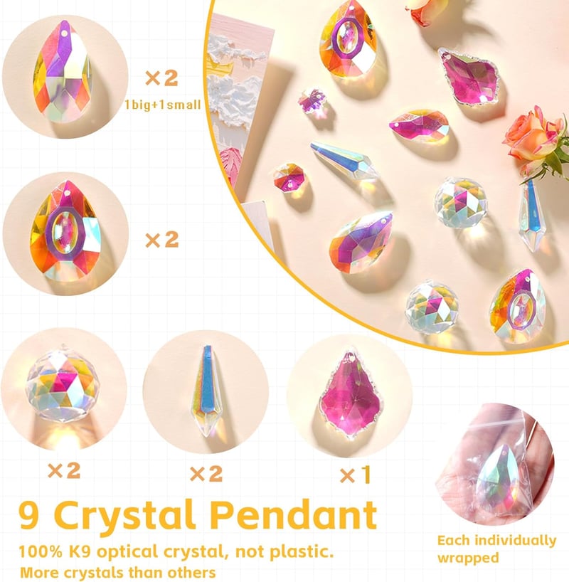 Luzoybo 240 darabos Napfénytörő Készlet DIY Kristály Suncatcher Felnőtteknek Prizma Szivárvány - Gold