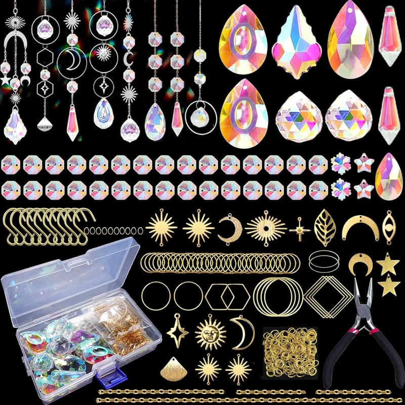 Luzoybo 240 darabos Napfénytörő Készlet DIY Kristály Suncatcher Felnőtteknek Prizma Szivárvány - Gold