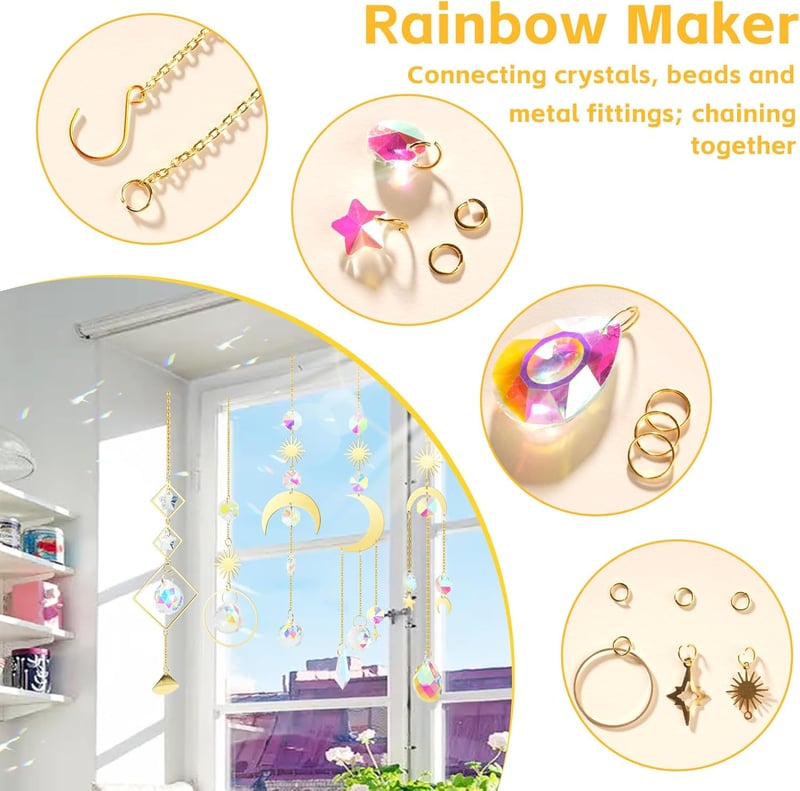 Luzoybo 240 darabos Napfénytörő Készlet DIY Kristály Suncatcher Felnőtteknek Prizma Szivárvány - Gold