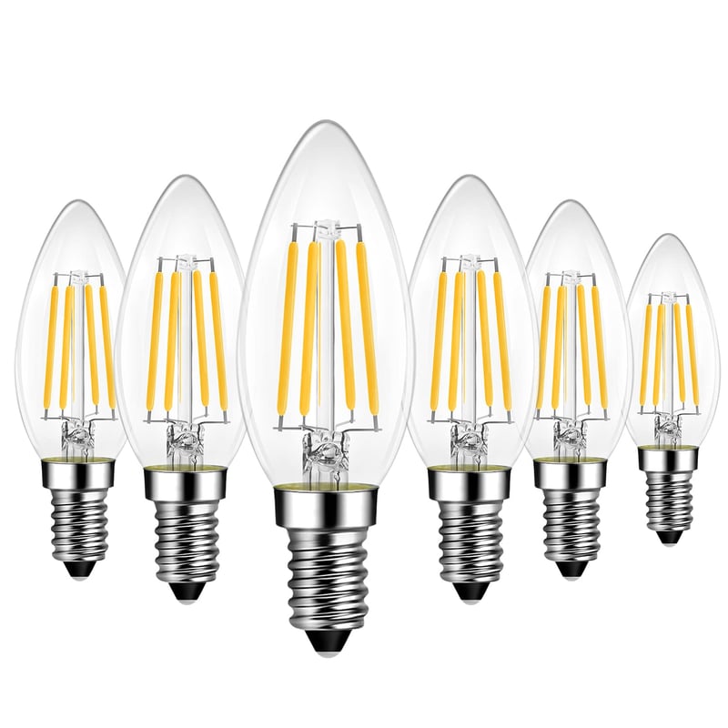 LVWIT E14 LED žarulja svijeća, toplo bijela, 7W, filament za lustere, 1055LM 2700K, zamjena za halogenu od 75W, neprigušiva, pakiranje od 6 komada