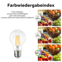 LVWIT E27 Filament LED žarulja A60 11W 1521 lm 2700K topla bijela, nije prigušiva, prozirno staklo, zamjena za 100W, pakiranje od 6 komada 6