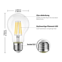 LVWIT E27 Filament LED žarulja A60 11W 1521 lm 2700K topla bijela, nije prigušiva, prozirno staklo, zamjena za 100W, pakiranje od 6 komada 5