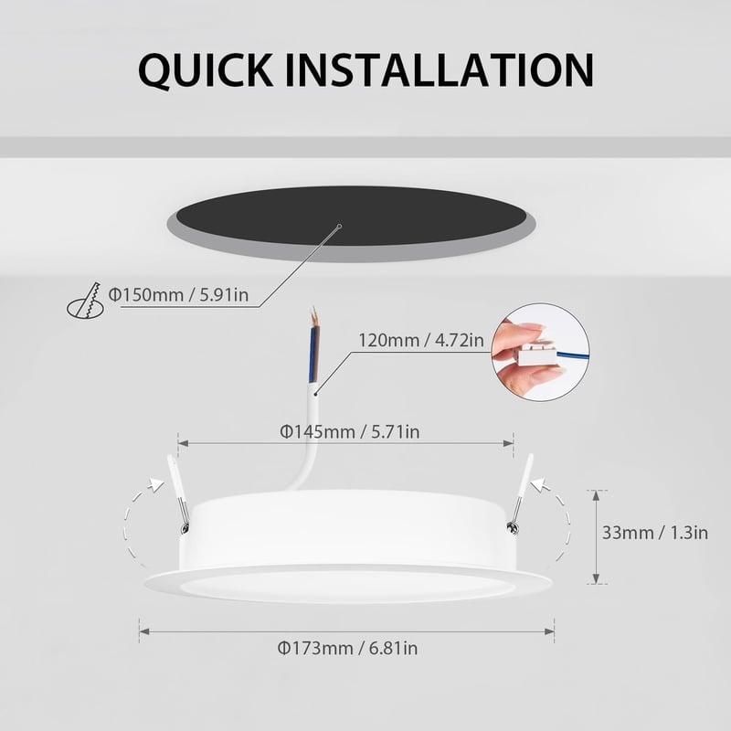 LVWIT LED Beépíthető Spotlámpa 18W 4000K Semleges Fehér 6db Szett