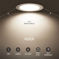 LVWIT LED Beépíthető Spotlámpa 18W 4000K Semleges Fehér 6db Szett 2