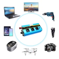 LVYUAN 2500W/5000W menič napätia DC 12V na AC 230V s čistou sínusoidou, LCD displejom, diaľkovým ovládaním, 3 AC zásuvkami a 4 USB portmi 3