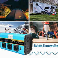 LVYUAN 2500W/5000W menič napätia DC 12V na AC 230V s čistou sínusoidou, LCD displejom, diaľkovým ovládaním, 3 AC zásuvkami a 4 USB portmi 2