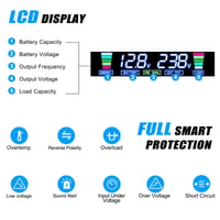 LVYUAN 2500W/5000W menič napätia DC 12V na AC 230V s čistou sínusoidou, LCD displejom, diaľkovým ovládaním, 3 AC zásuvkami a 4 USB portmi 4