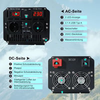 LVYUAN 4000W/8000W Tiszta szinusz inverter 12V-230V áramátalakító távirányítóval 7