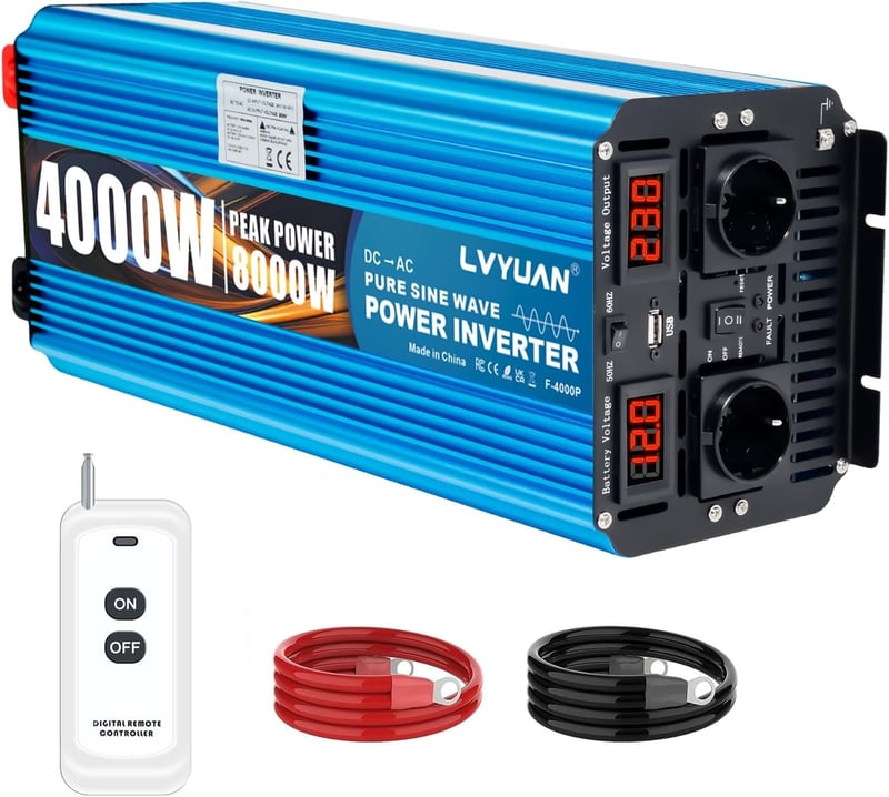 LVYUAN 4000W/8000W Tiszta szinusz inverter 12V-230V áramátalakító távirányítóval