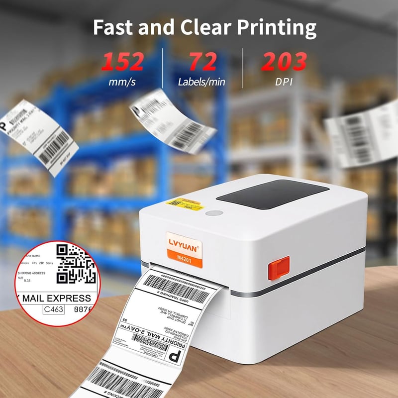 LVYUAN 4x6 Hordozható Termikus Szállítási Címkenyomtató DHL UPS FedEx