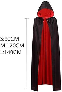 Lxing Piros-Fekete Fordítható Kapucnis Köpeny Halloween Jelmez 140cm 5